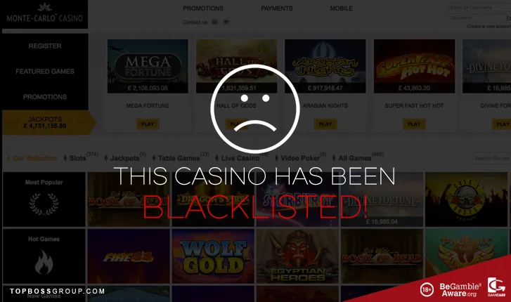 Blacklisted montecarlo casino online