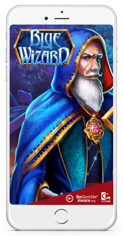 Blue Wizard smart phone gaming bonus spins slot