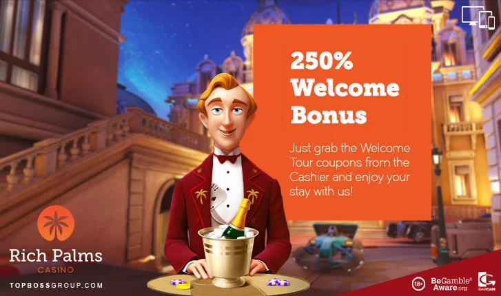 rich palms casino offering 250 percent welcome bonus