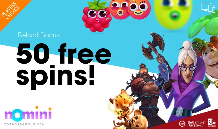 nomini casino advertising 50 free slot spins to new players