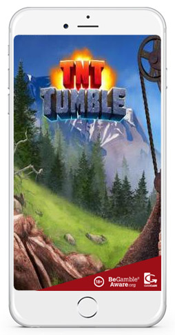 Mobile game playing slot TNT tumble