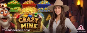 Crazy Mine Live Slot artwork by Amusnet with Topbossgroup branding