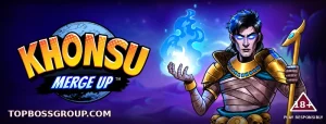 Khonsu Merge Up slot artwork by BGaming with Topbossgroup branding