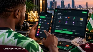 Nigerian casino payment methods illustrated with mobile banking, card payments and naira