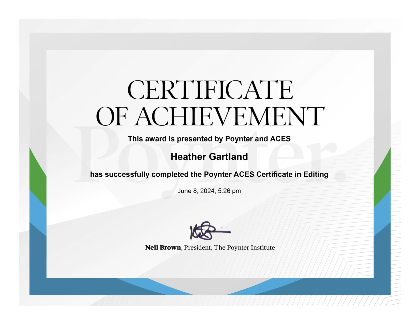 HeatherG Poynter ACES Certificate in Editing Final Assessment ACES-Certificate in Editing Poynter HeatherG Poynter ACES Certificate in Editing Final Assessment ACES-Certificate in Editing Poynter
